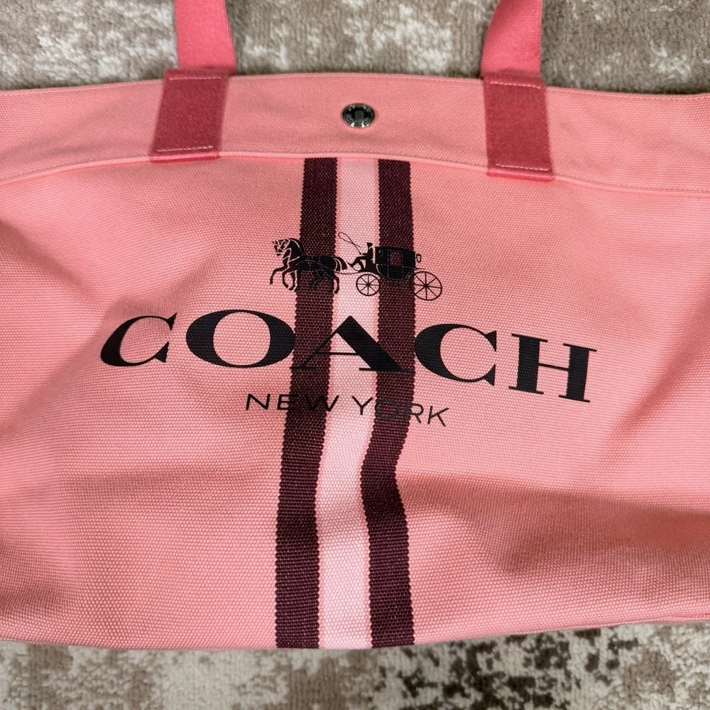 Coach Tote Bag‎ Women's Pink Canvas Snap Double Handle Spacious